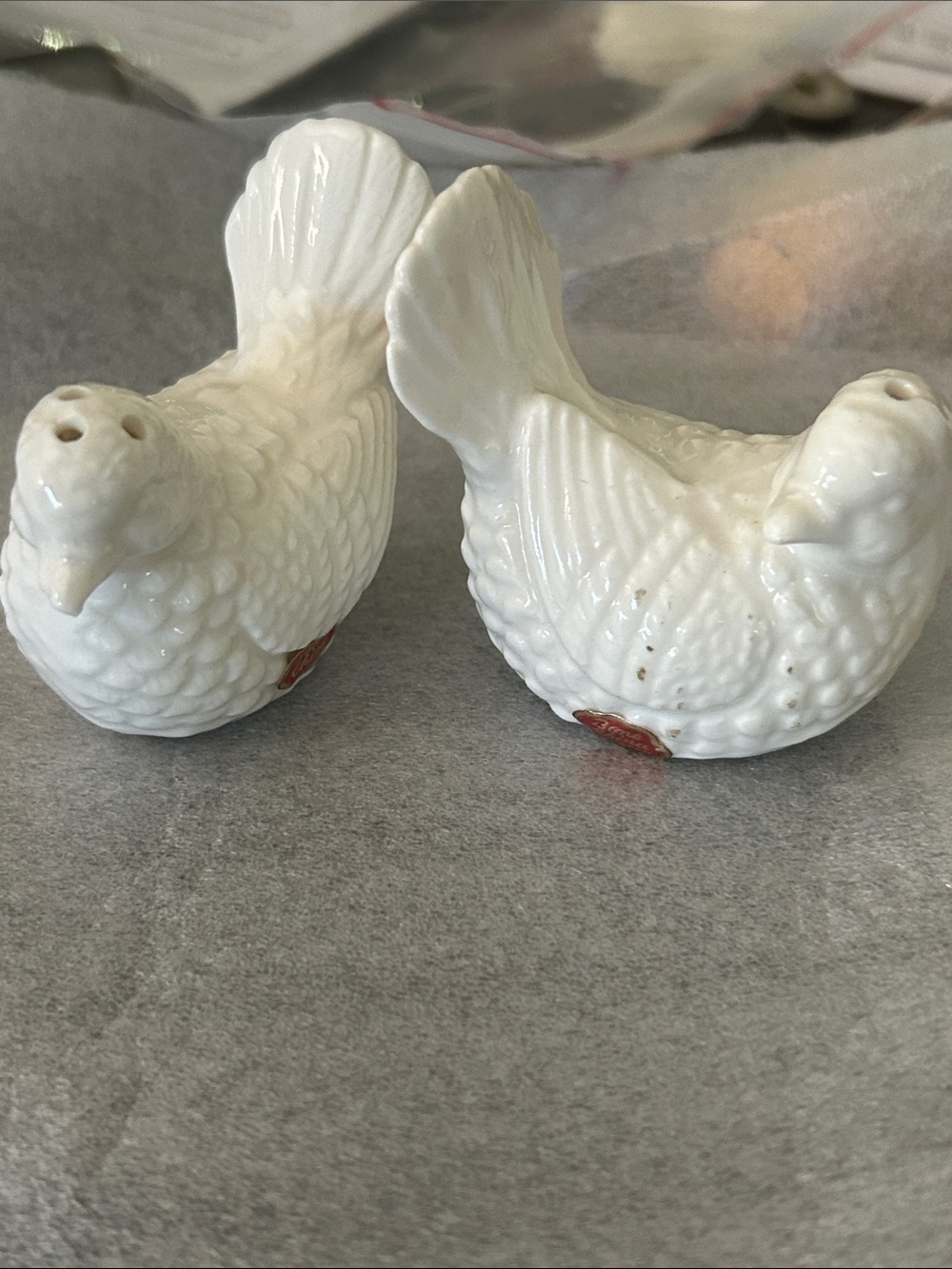 Vintage bone china dove salt and pepper shakers made in Japan
